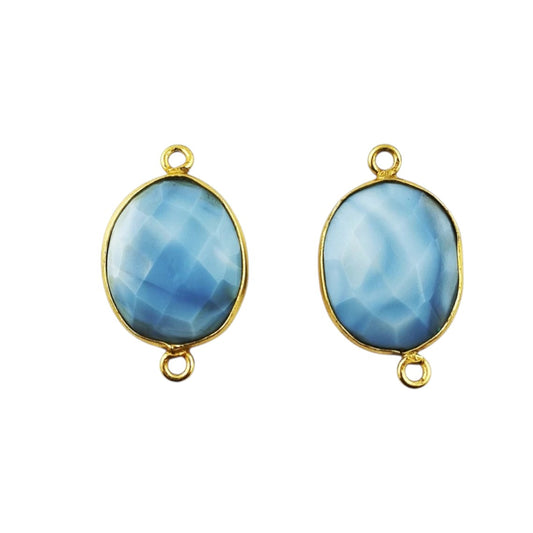 Gold Plated 12–15mm Blue Opal Free Form Connector Unique Gemstone Links for DIY Jewelry, Bracelets & Necklaces- Selling Per Piece