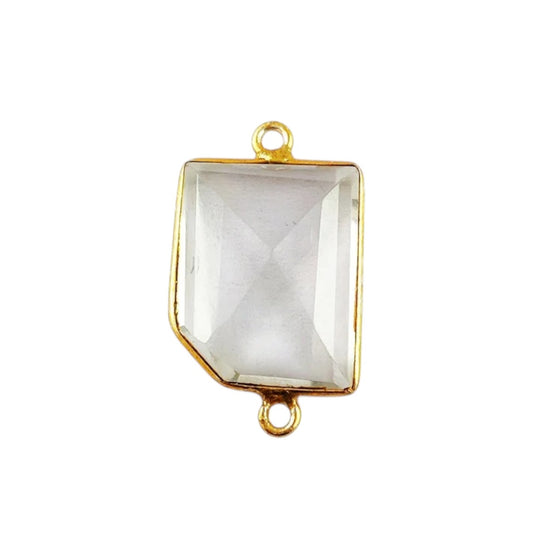Handcrafted 15–18mm Clear Quartz Bezel Connector, Fancy Cut Free Form Gemstone Link for DIY Bracelets and Necklaces- Selling Per Piece