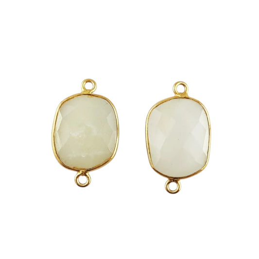 White Moonstone Free Form Bezel Connector 12–15mm, Perfect DIY Gemstone Component for Necklaces and Bracelets- Selling Per Piece