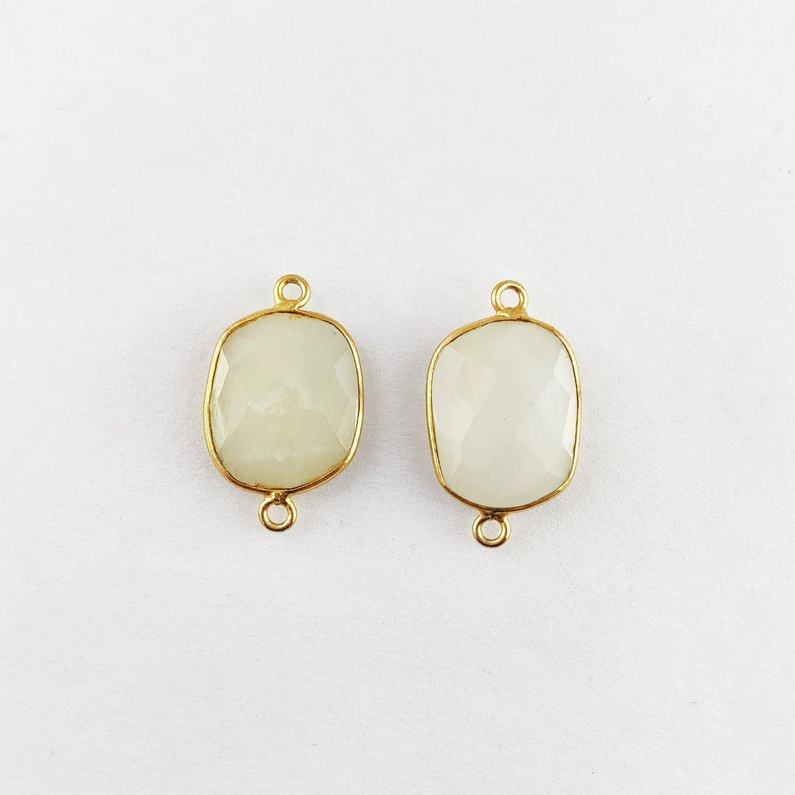 White Moonstone Free Form Bezel Connector 12–15mm, Perfect DIY Gemstone Component for Necklaces and Bracelets- Selling Per Piece