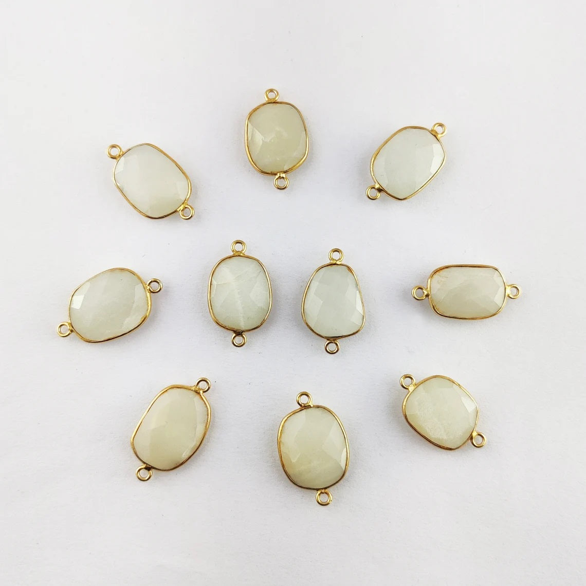 White Moonstone Free Form Bezel Connector 12–15mm, Perfect DIY Gemstone Component for Necklaces and Bracelets- Selling Per Piece
