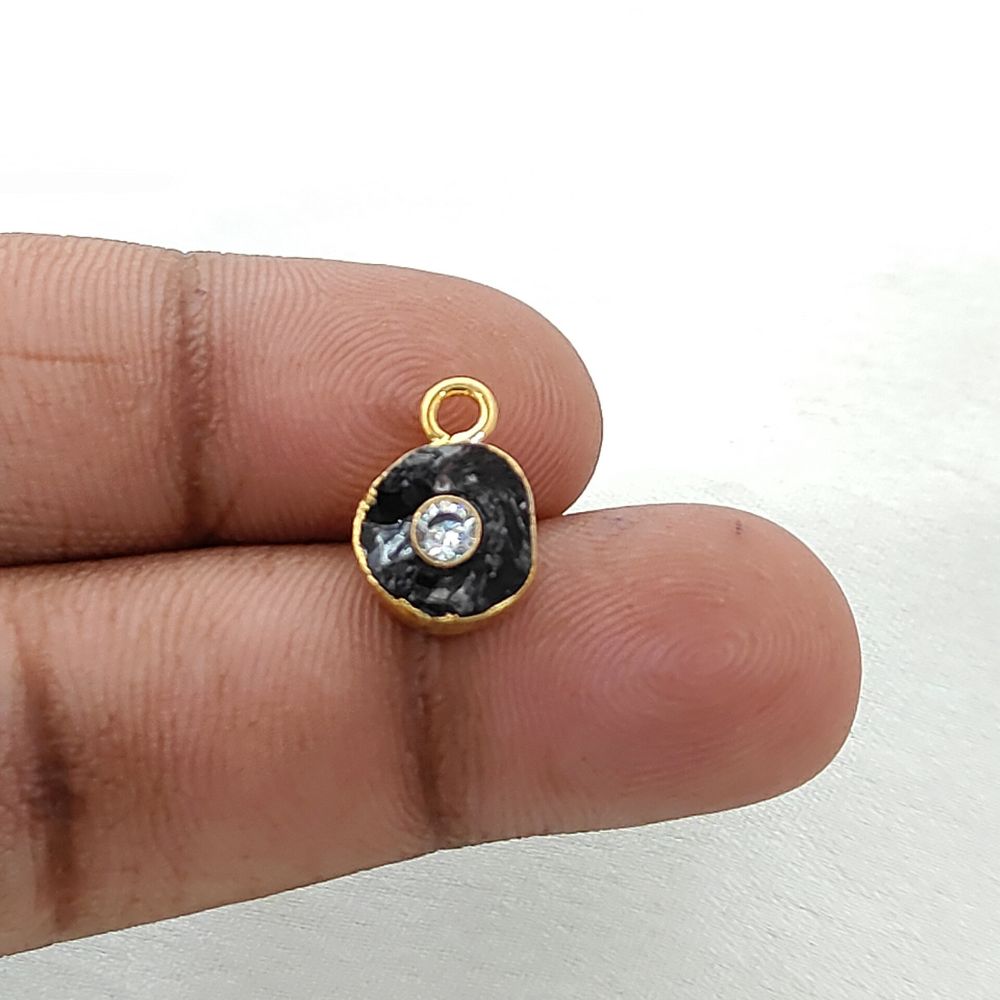 Handmade Garnet Birthstone Pendant Raw 8-10mm Rough Gemstone with 3mm CZ in Gold Finish- Selling Per Piece