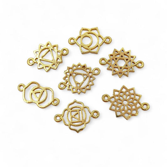 Handmade Gold & Silver 7 Chakra Charm Set Yoga Meditation Jewelry Connectors & DIY Findings- Selling According Variation