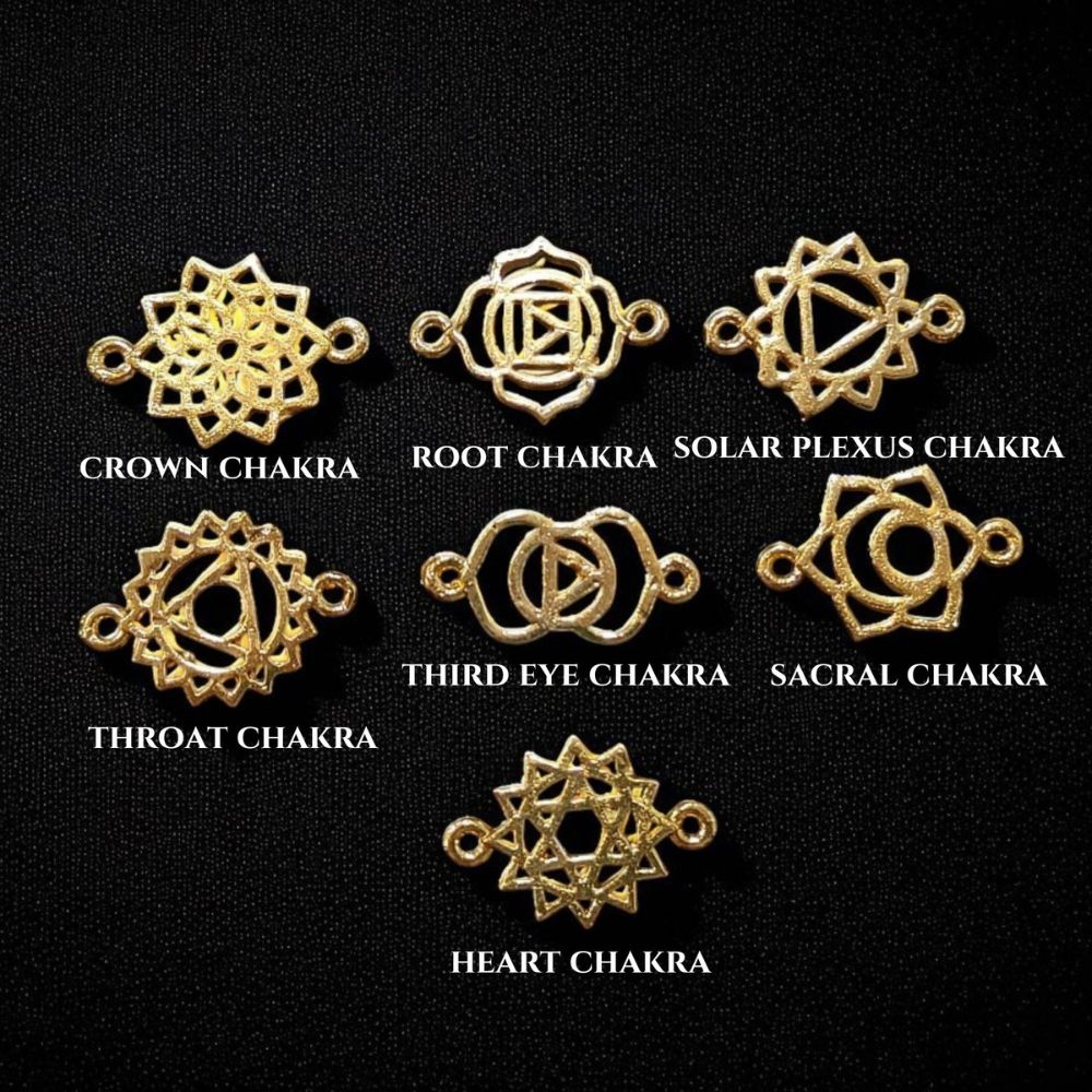 Handmade Gold & Silver 7 Chakra Charm Set Yoga Meditation Jewelry Connectors & DIY Findings- Selling According Variation