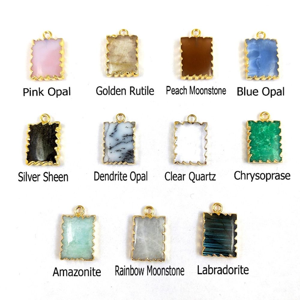 Handmade Gold/Silver Electroplated Zig Zag Pendant - 16x12mm Multi-Gemstone