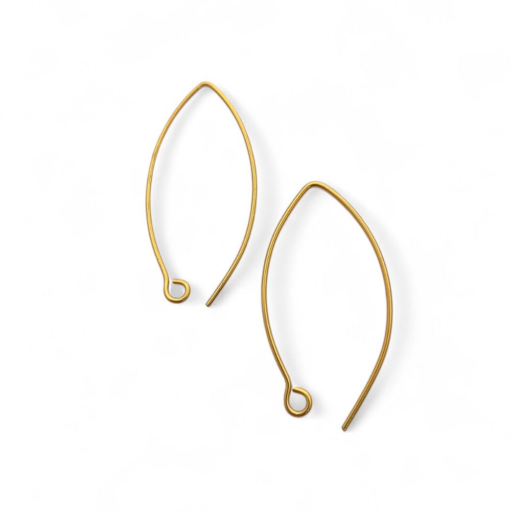 Handmade Jewelry Components Gold & Silver Plated Long Marquise Ear Wires for DIY Earring Crafting- Selling by 10 Pair