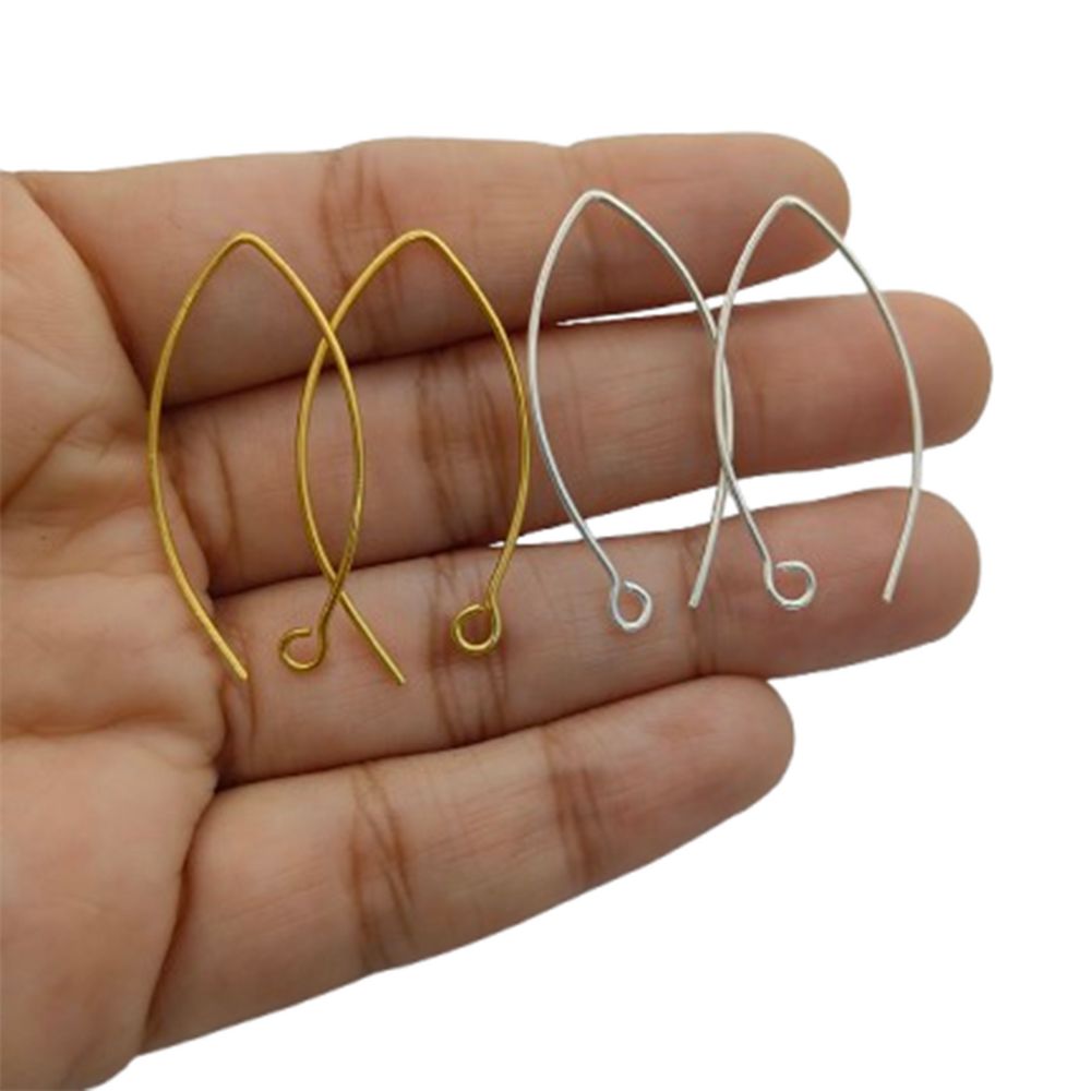 Handmade Jewelry Components Gold & Silver Plated Long Marquise Ear Wires for DIY Earring Crafting- Selling by 10 Pair