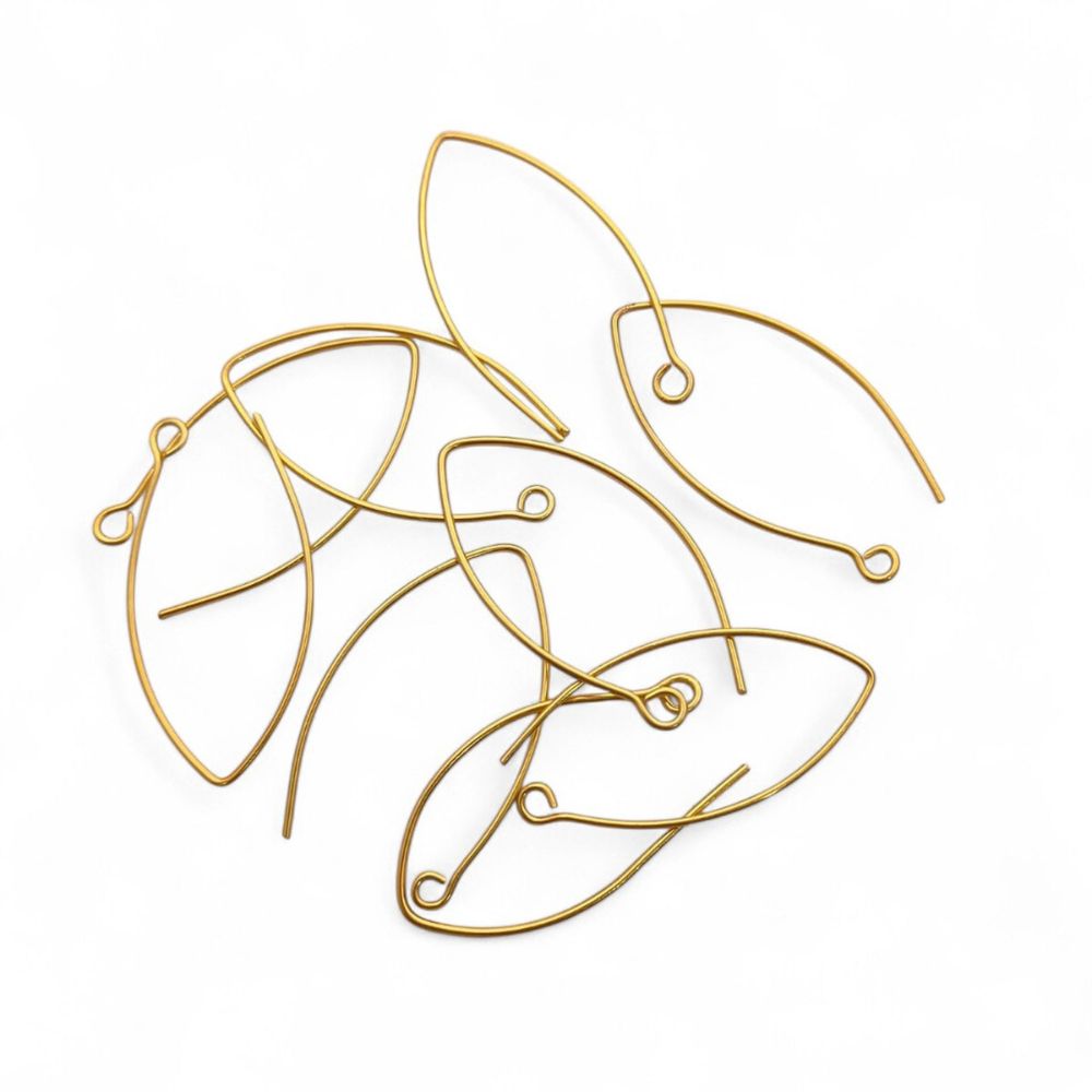 Handmade Jewelry Components Gold & Silver Plated Long Marquise Ear Wires for DIY Earring Crafting- Selling by 10 Pair