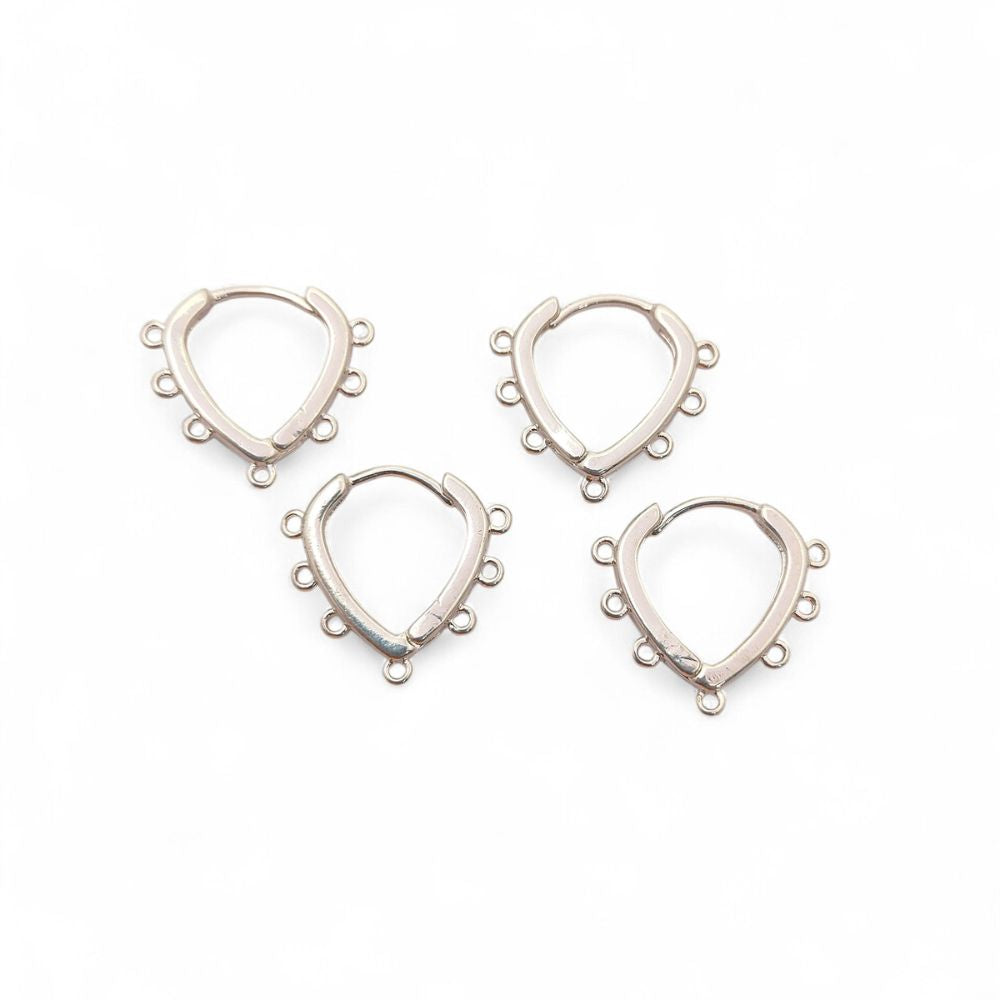 Handmade Jewelry Findings Gold Heart Hoops & Silver Multi Loop Earring Making Components- Selling by Pair