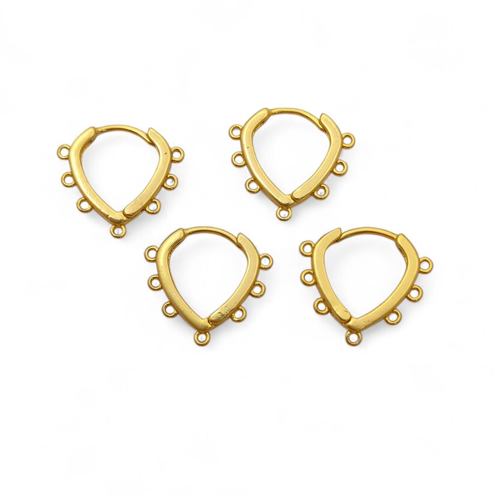Handmade Jewelry Findings Gold Heart Hoops & Silver Multi Loop Earring Making Components- Selling by Pair
