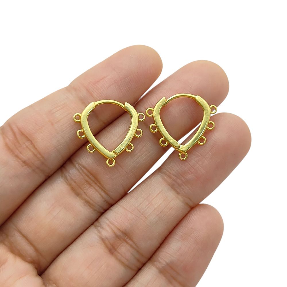 Handmade Jewelry Findings Gold Heart Hoops & Silver Multi Loop Earring Making Components- Selling by Pair