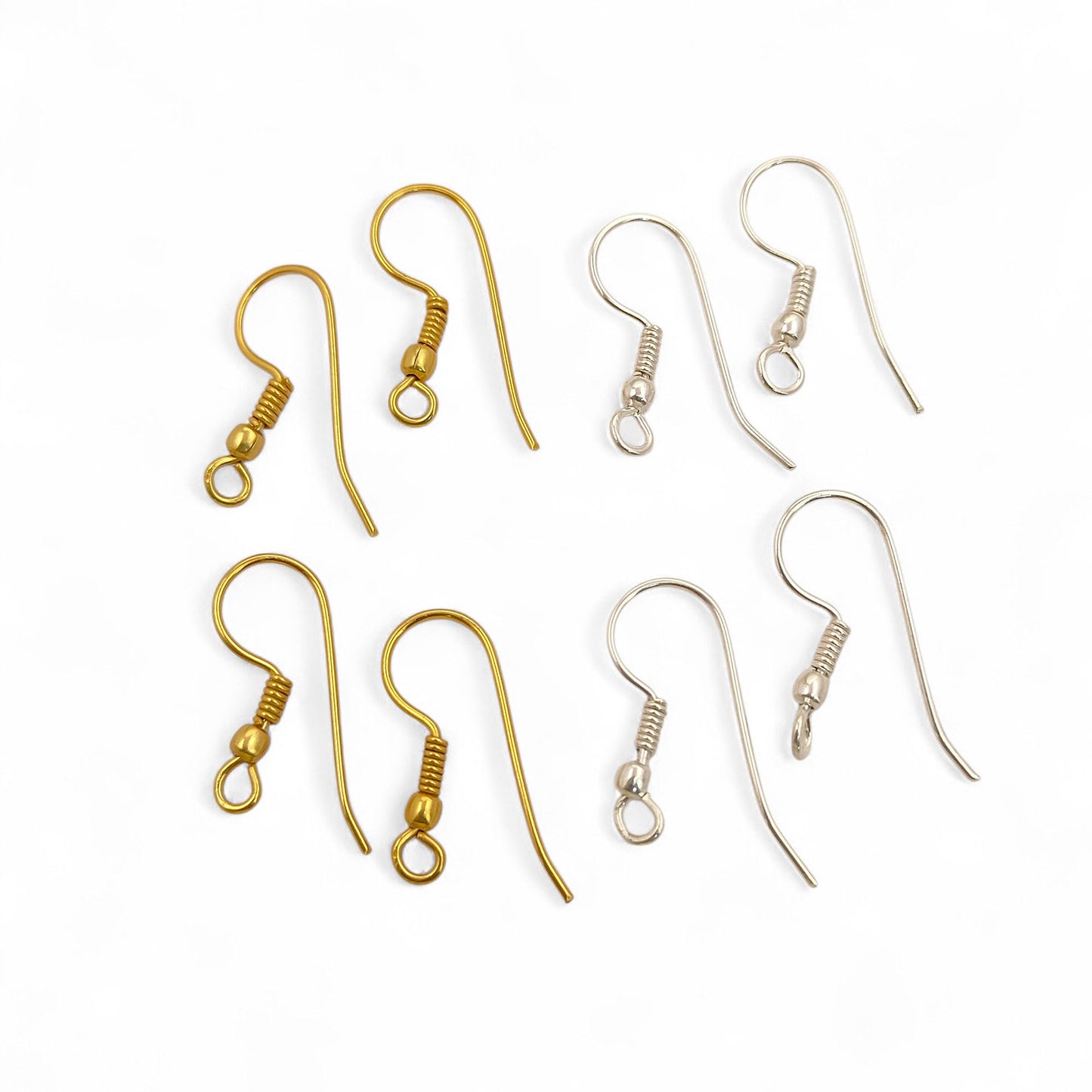 Handmade Jewelry Making Findings Gold Plated Coil and Ball Long Earwire French Hooks, DIY Earring Craft Supplies- Selling Per Pair