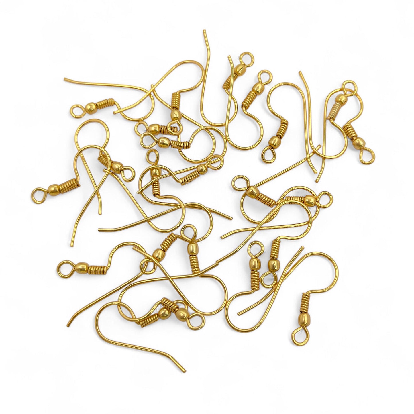 Handmade Jewelry Making Findings Gold Plated Coil and Ball Long Earwire French Hooks, DIY Earring Craft Supplies- Selling Per Pair