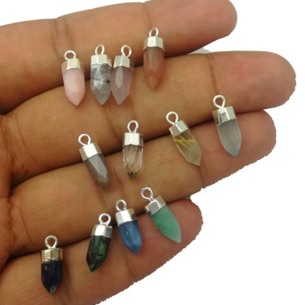 Gemstone Spike Charm for Jewelry Making Unique Handmade Pendant