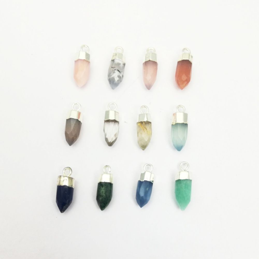 Silver Capped Gemstone Point Pendant for DIY Necklaces and Earrings