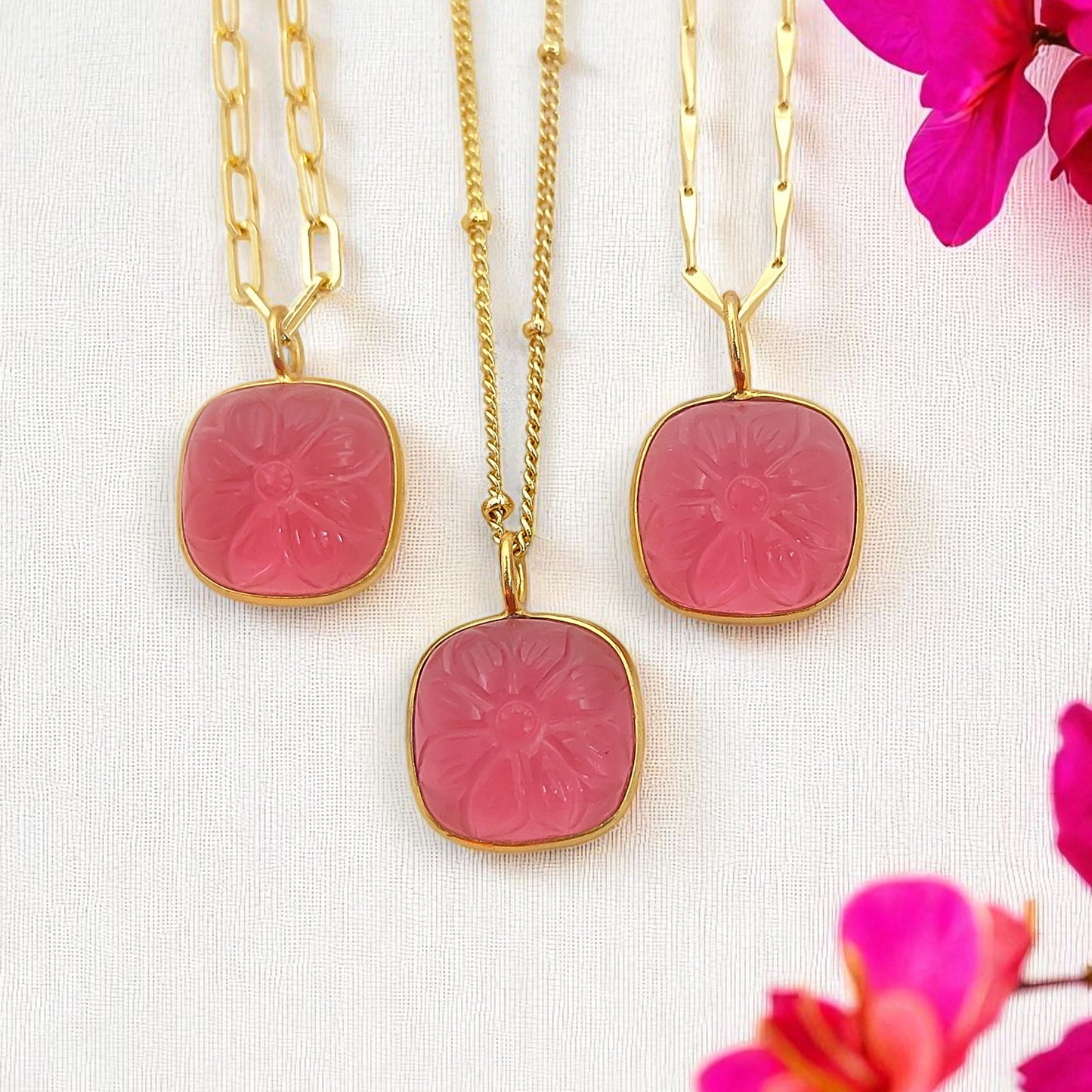 Handmade Pink Tourmaline Quartz Necklace October Birthstone Jewelry Gift for Her- Selling Per Piece