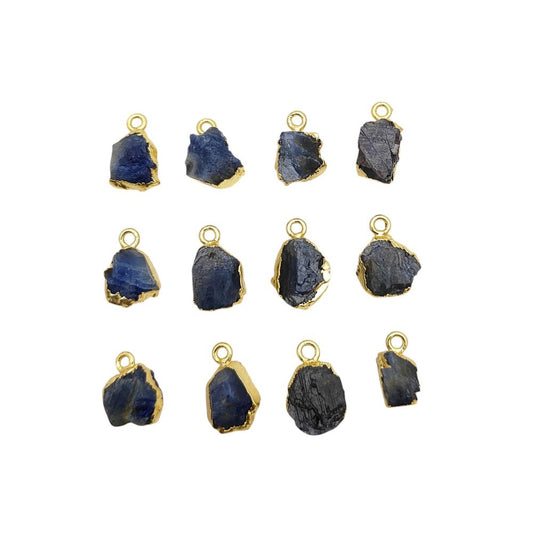 Handmade Raw Sapphire Pendant Gold-Electroplated September Birthstone for Spiritual & Boho Jewelry- Selling Per Piece
