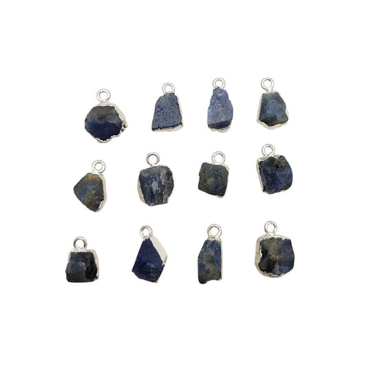 Handmade Raw Sapphire Pendant Silver-Electroplated September Birthstone for Spiritual & Boho Jewelry- Selling Per Piece