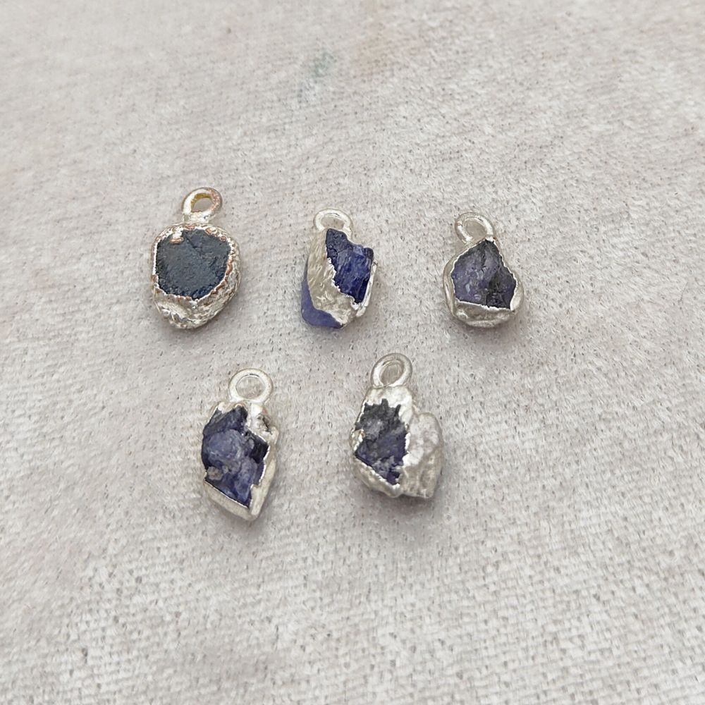 Raw Tanzanite Pendant Silver Electroplated December Birthstone Handcrafted Minimalist Jewelry- Selling Per Piece
