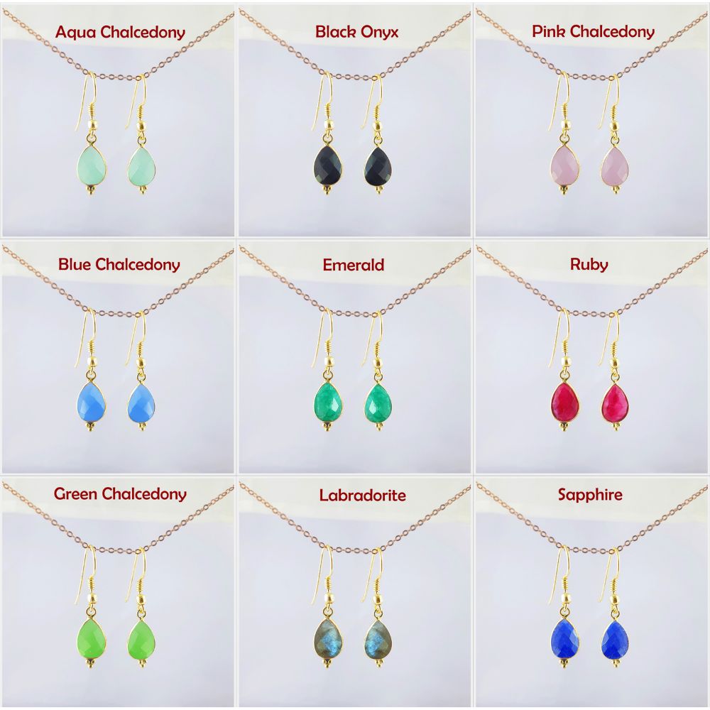 Handmade 12x8mm Pear Shape Gemstone Earrings
