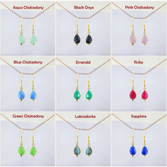 Handmade 12x8mm Pear Shape Gemstone Earrings