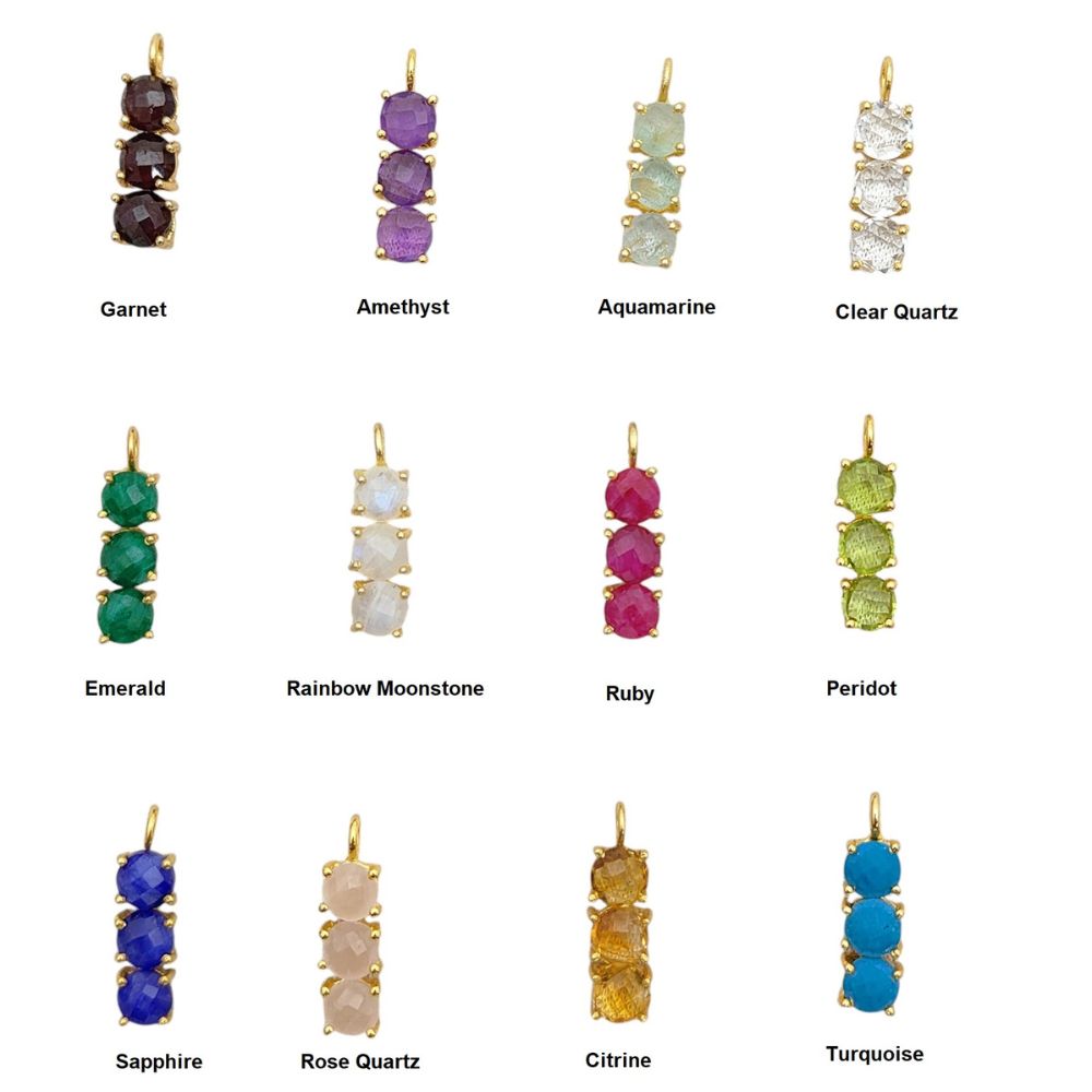Unique handmade pendant with multiple gemstones in gold finish