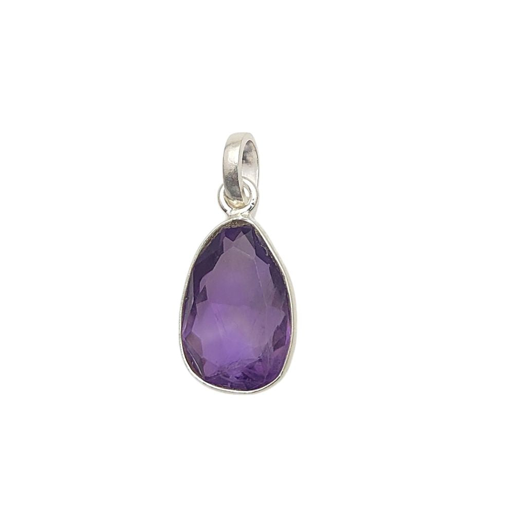 Handmade Amethyst Gemstone Pendant Unique Uneven Shape Gold/Silver Plated Charm