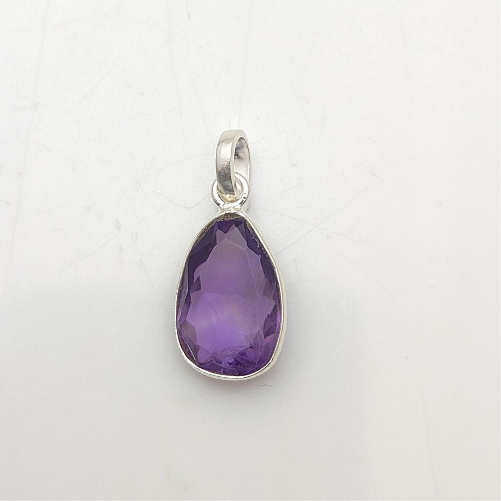 Handmade Amethyst Gemstone Pendant Unique Uneven Shape Gold/Silver Plated Charm