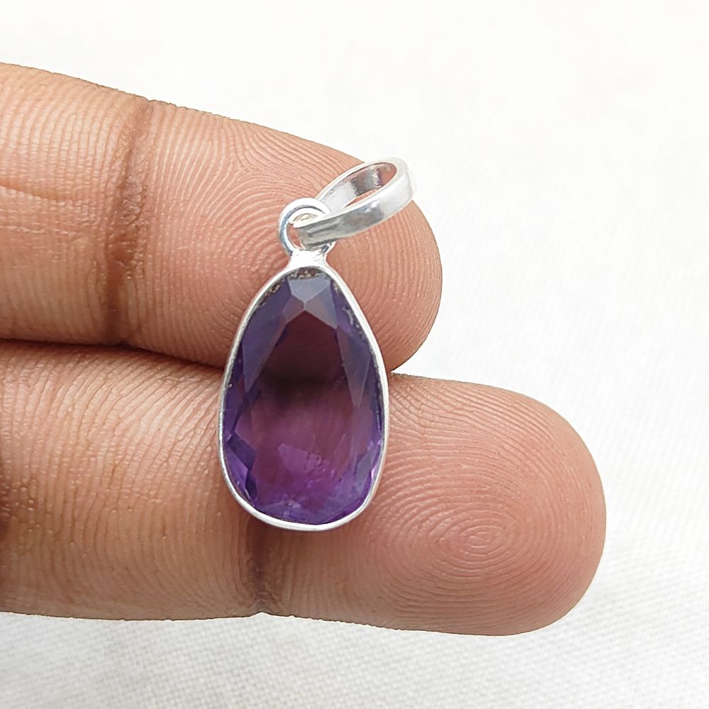 Handmade Amethyst Gemstone Pendant Unique Uneven Shape Gold/Silver Plated Charm