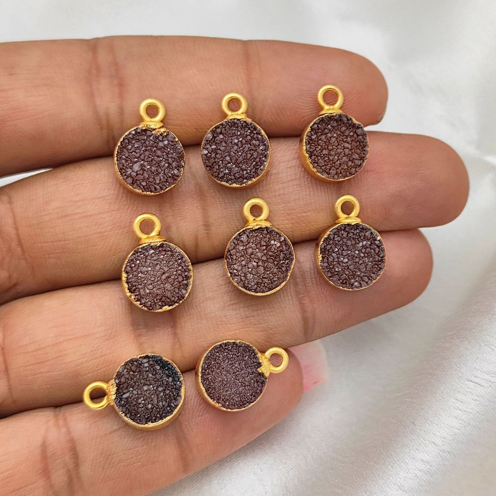 Dainty Chocolate Druzy Gemstone Pendant