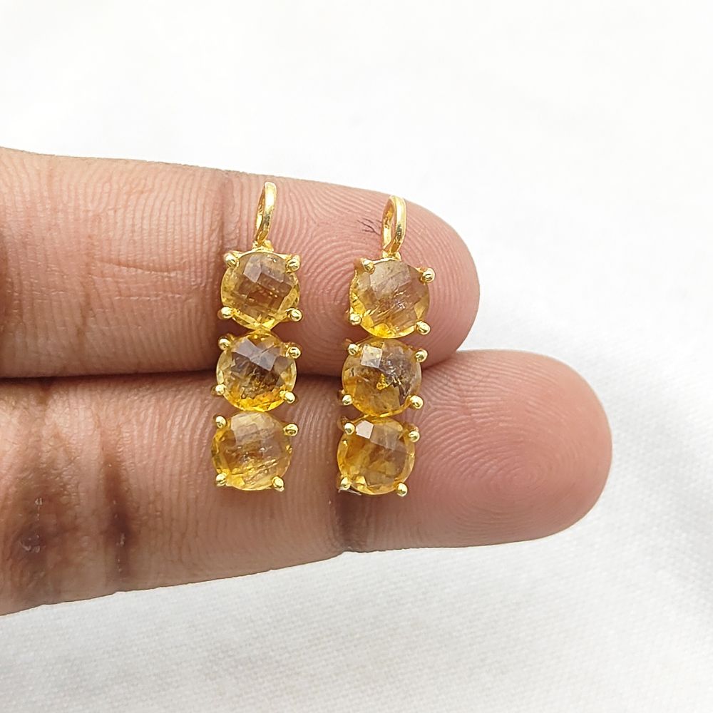 Dainty citrine necklace in sterling silver and gold plate