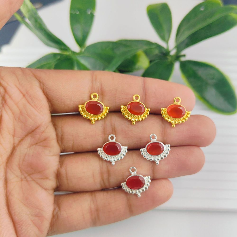 Handmade Genuine Orange Carnelian Necklace Pendant Gold Vermeil Gemstone Jewelry for Everyday Wear- Selling Per Piece