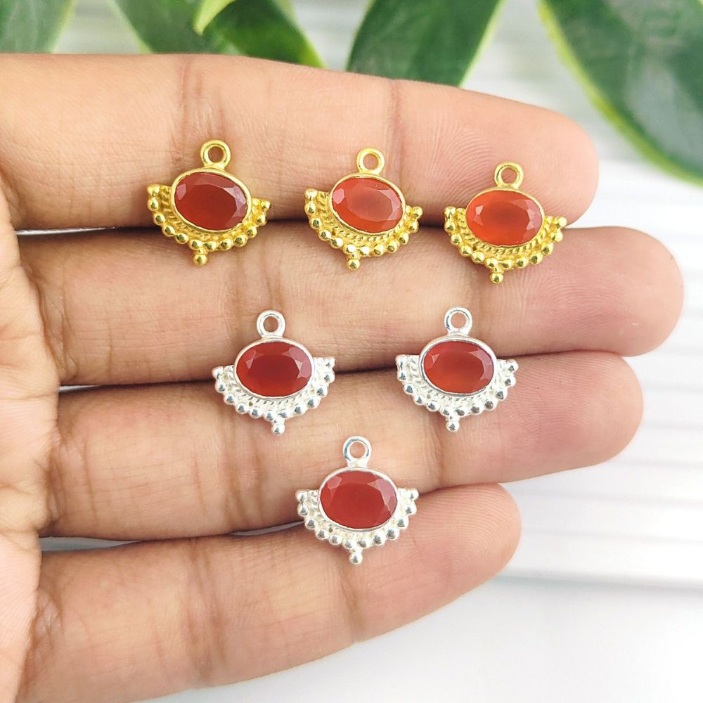 Handmade Genuine Orange Carnelian Necklace Pendant Gold Vermeil Gemstone Jewelry for Everyday Wear- Selling Per Piece