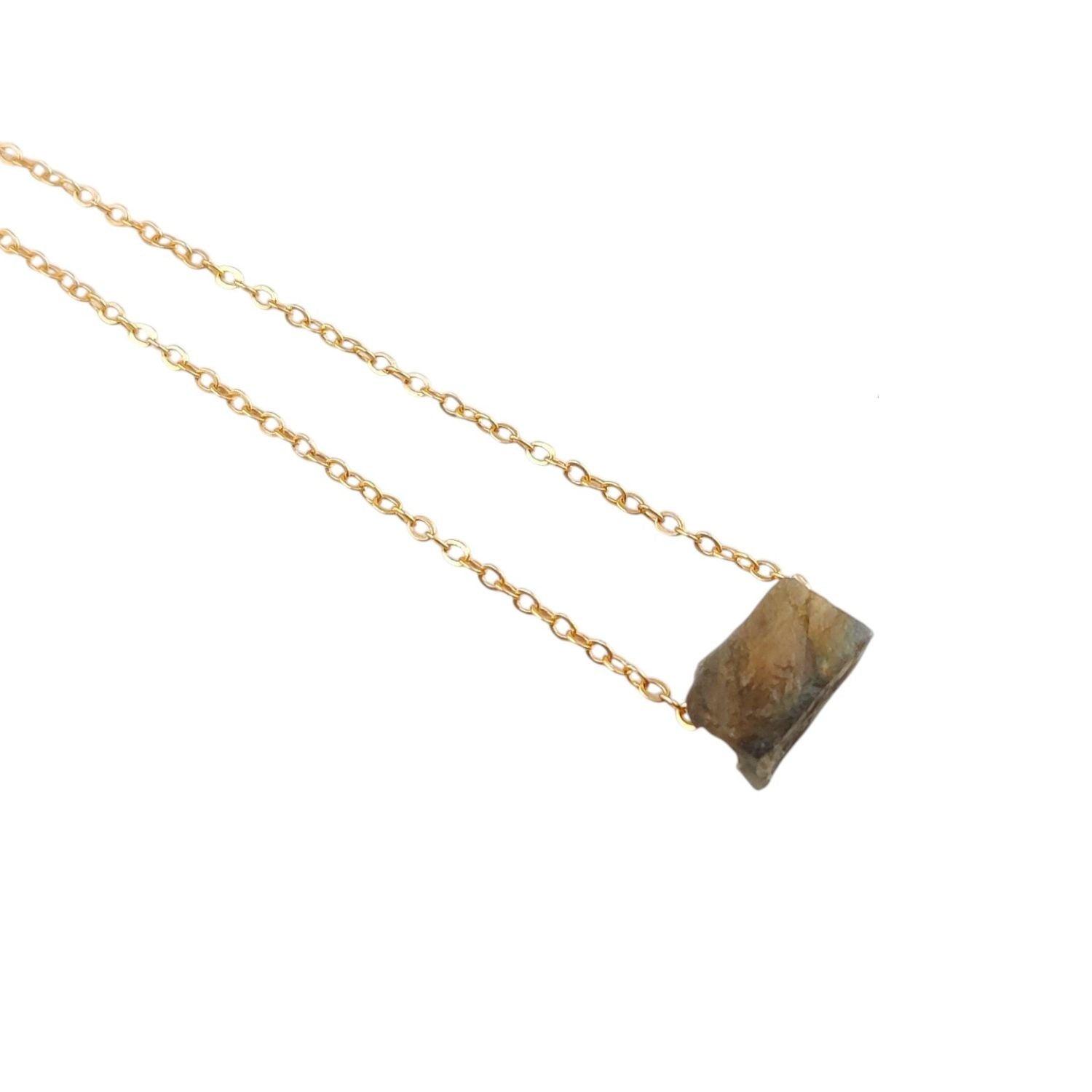 Handmade Labradorite Necklace – Gold Plated Adjustable Chain