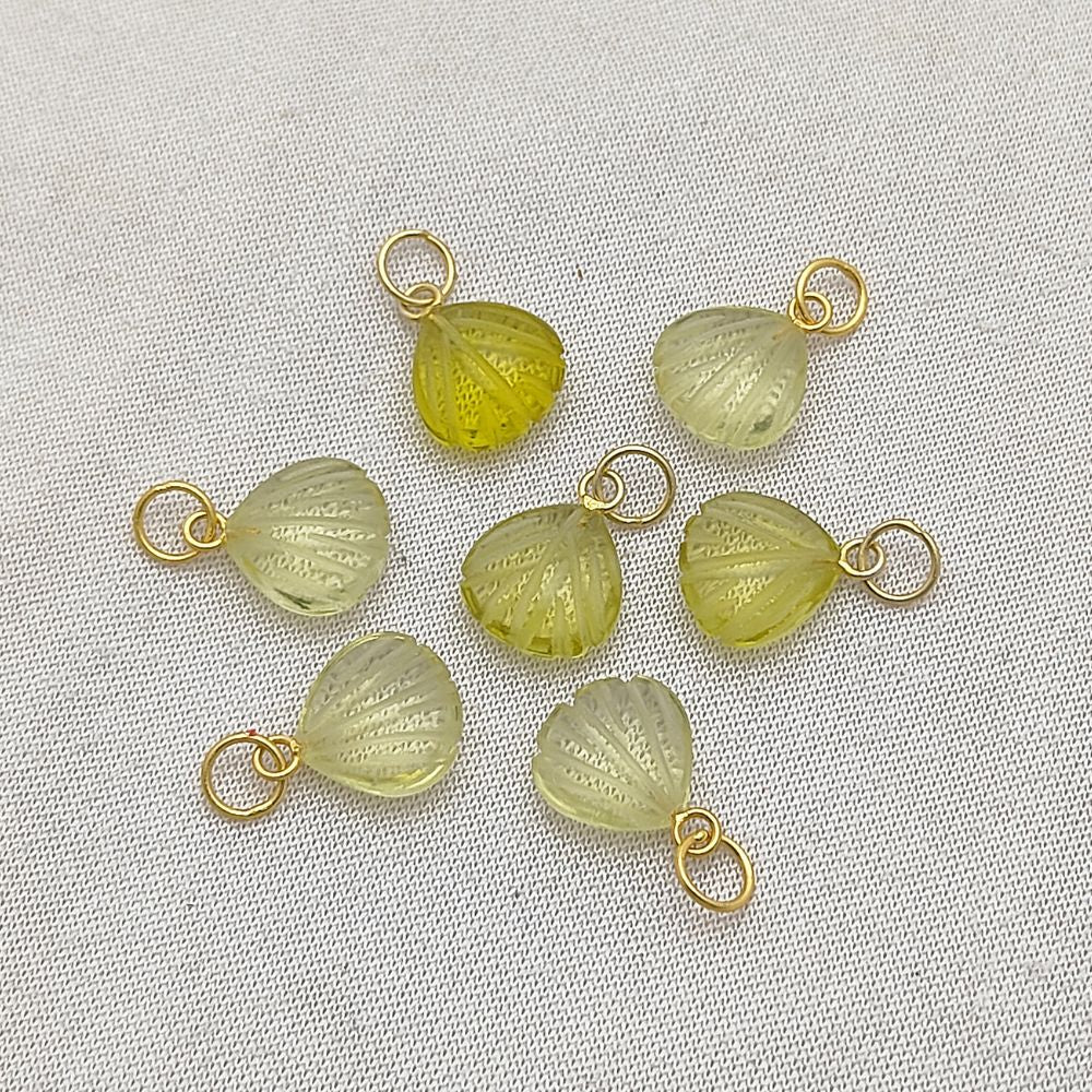 Elegant Lemon Quartz Heart Pendant with Sterling Silver Plated Seashell Charm