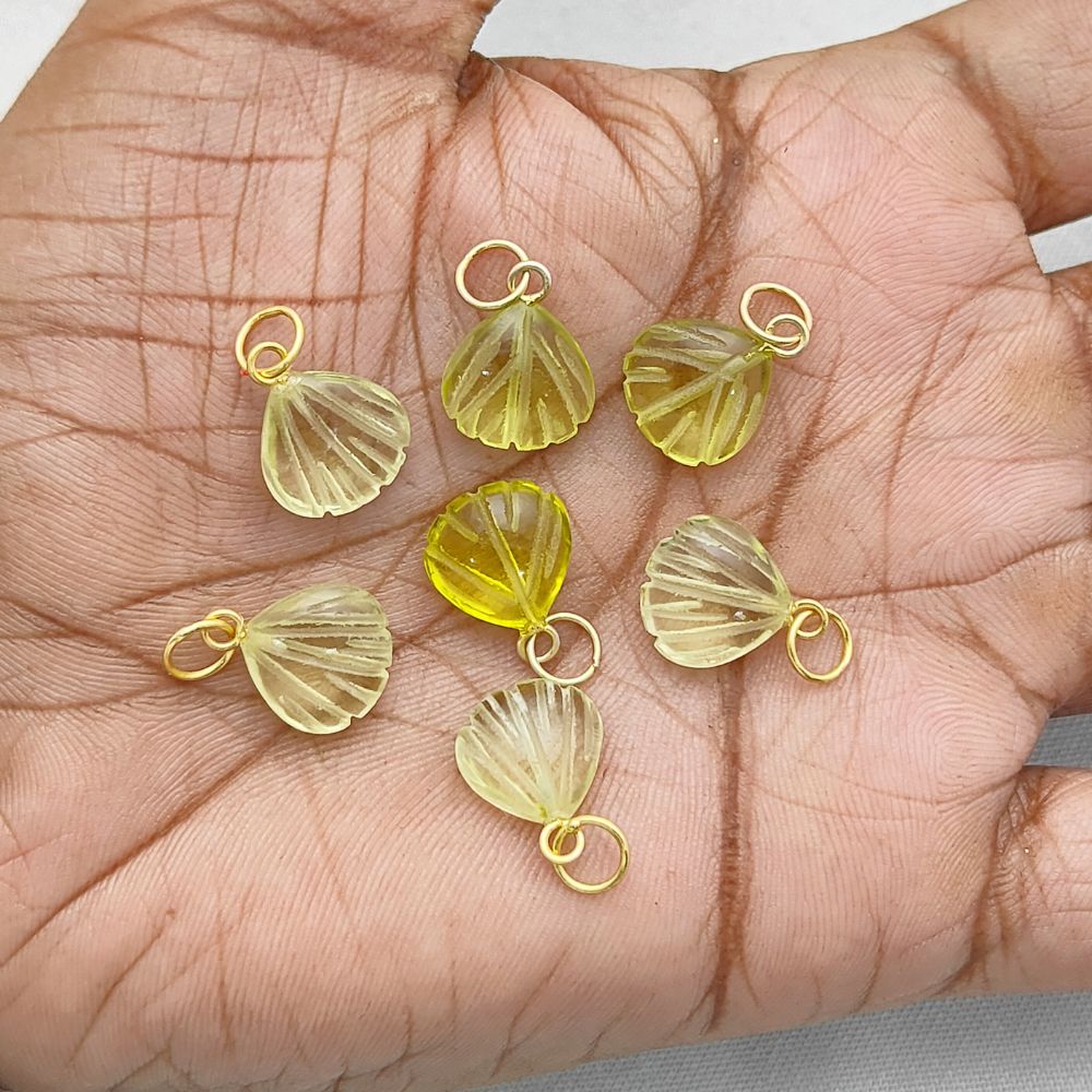 Unique Handmade Lemon Quartz Pendant with Seashell Heart Charm in Sterling Silver