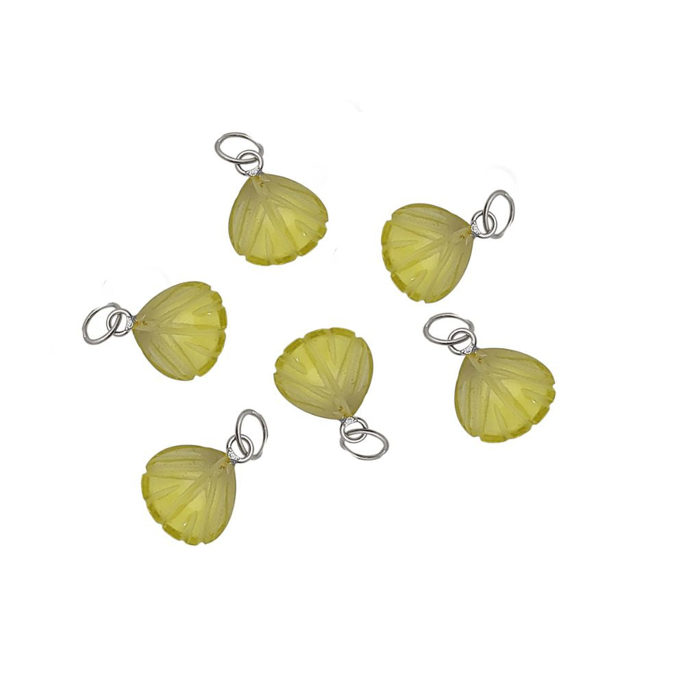 Handmade Lemon Quartz Pendant Heart Seashell Charm in Plated Sterling Silver