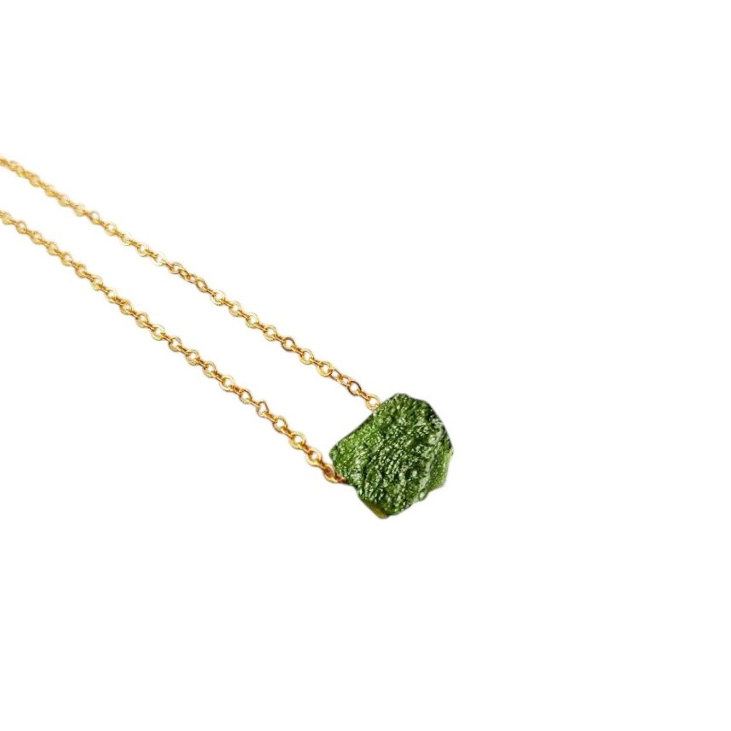 Handmade Moldavite Necklace – Gold Plated Adjustable Chain
