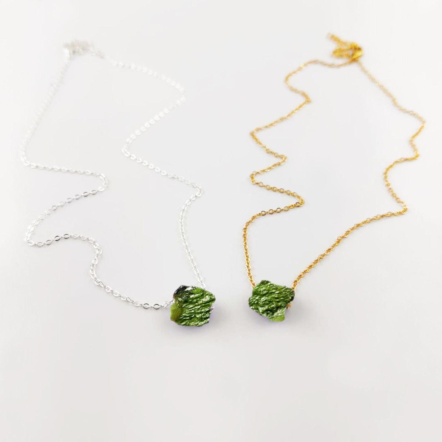 Gold Plated Moldavite Necklace – Spiritual Healing Jewelry