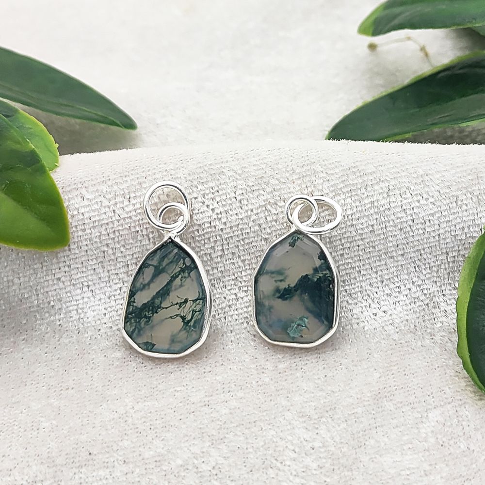 Handmade Moss Agate Crystal Pendant Solid 925 Silver Faceted Gemstone Necklace Charm- Selling Per Piece