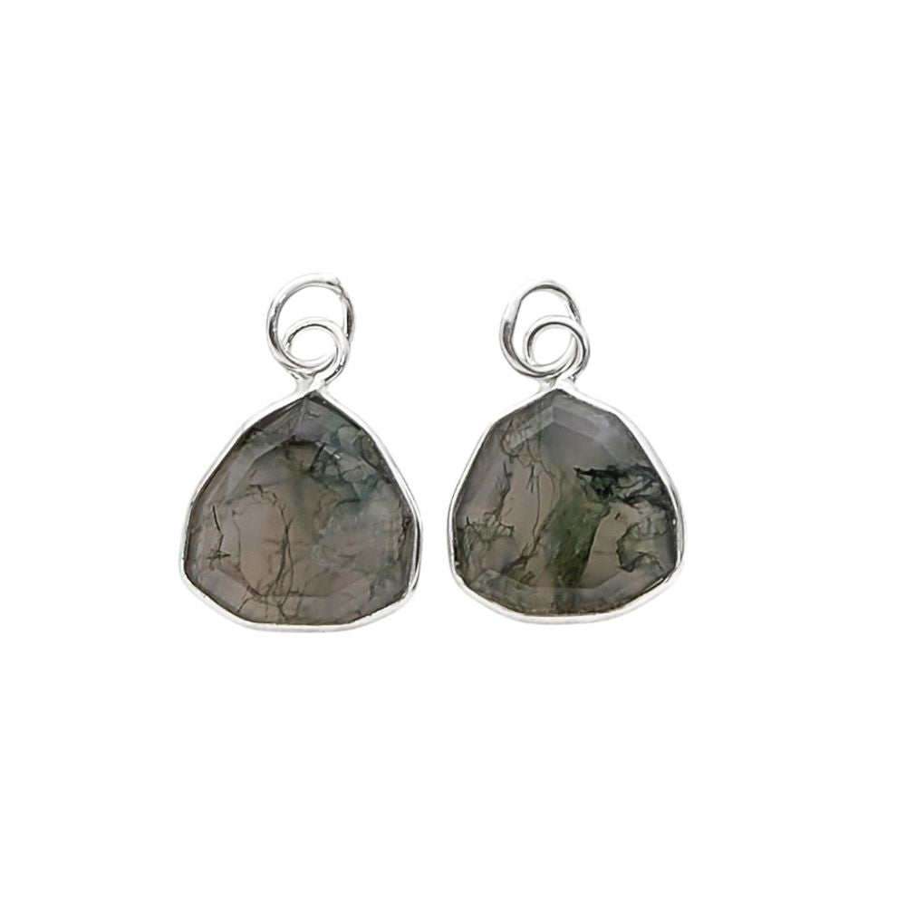 Handmade Moss Agate Crystal Pendant Solid 925 Silver Faceted Gemstone Necklace Charm- Selling Per Piece