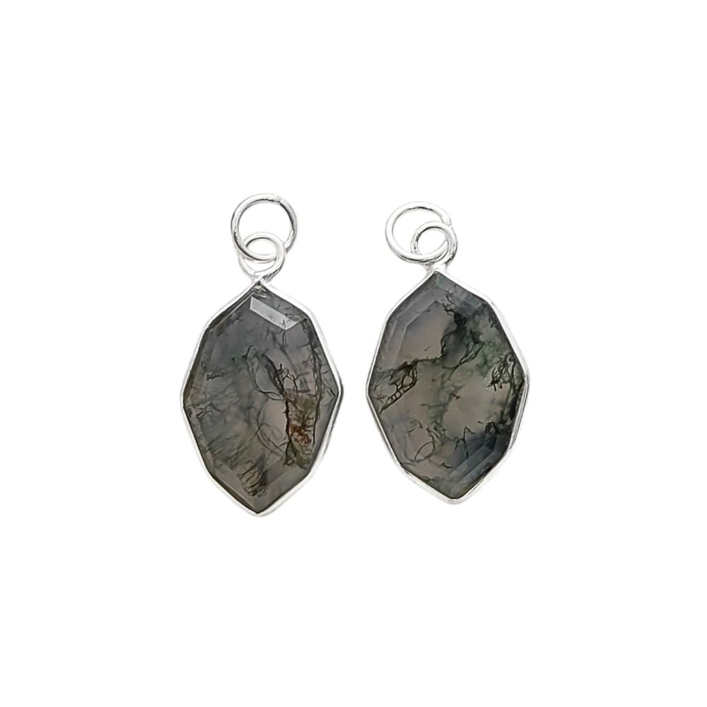 Handmade Moss Agate Crystal Pendant Solid 925 Silver Faceted Gemstone Necklace Charm- Selling Per Piece
