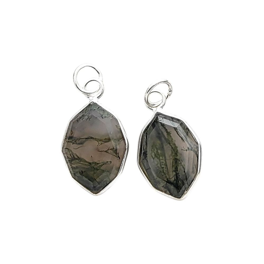 Handmade Moss Agate Crystal Pendant Solid 925 Silver Faceted Gemstone Necklace Charm- Selling Per Piece