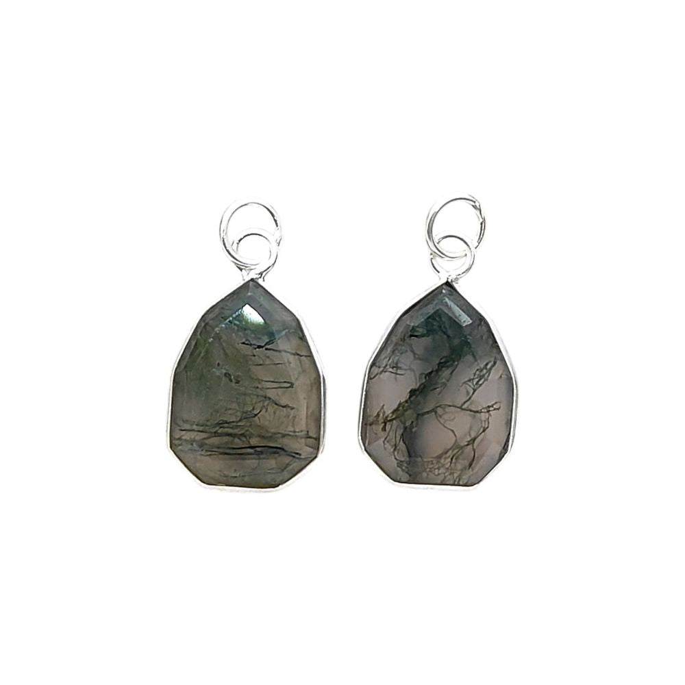 Handmade Moss Agate Crystal Pendant Solid 925 Silver Faceted Gemstone Necklace Charm- Selling Per Piece