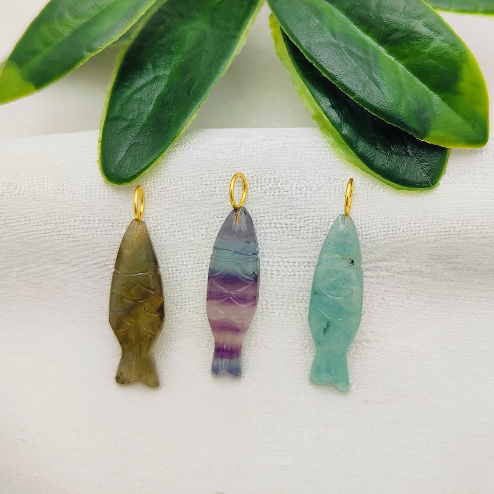 Amazonite fish pendant necklace accessory for minimalist jewelry