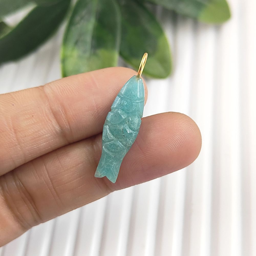 Natural amazonite gemstone charm for boho healing jewelry