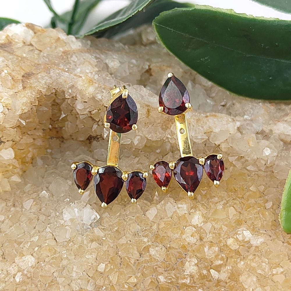 Handcrafted Red Garnet Ear Jacket – Birthstone Jewelry for Her