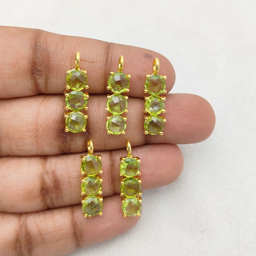 Dainty green gemstone necklace with three-stone design