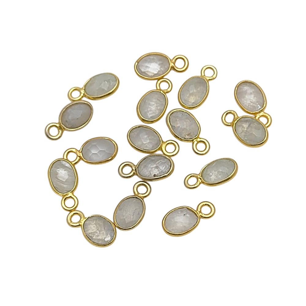 Handmade rainbow moonstone necklace with celestial charm