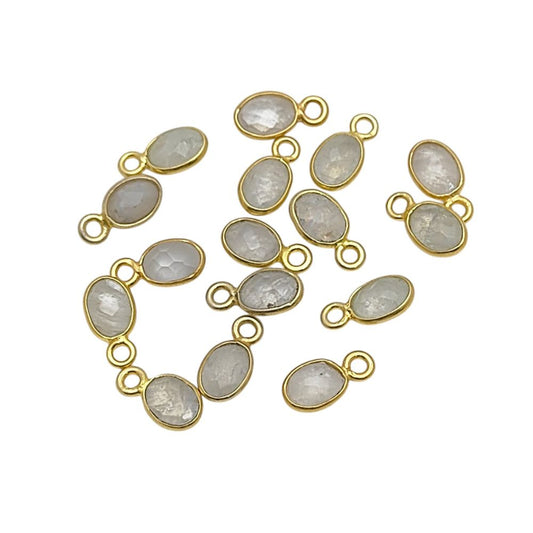 Handmade rainbow moonstone necklace with celestial charm